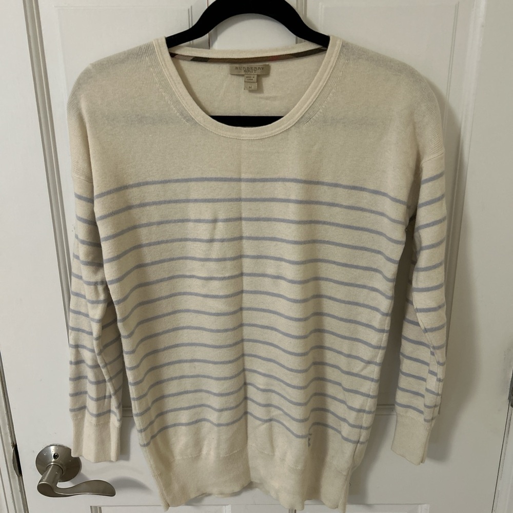 Burberry Cashmere and Wool Stripe Sweater (sz M)